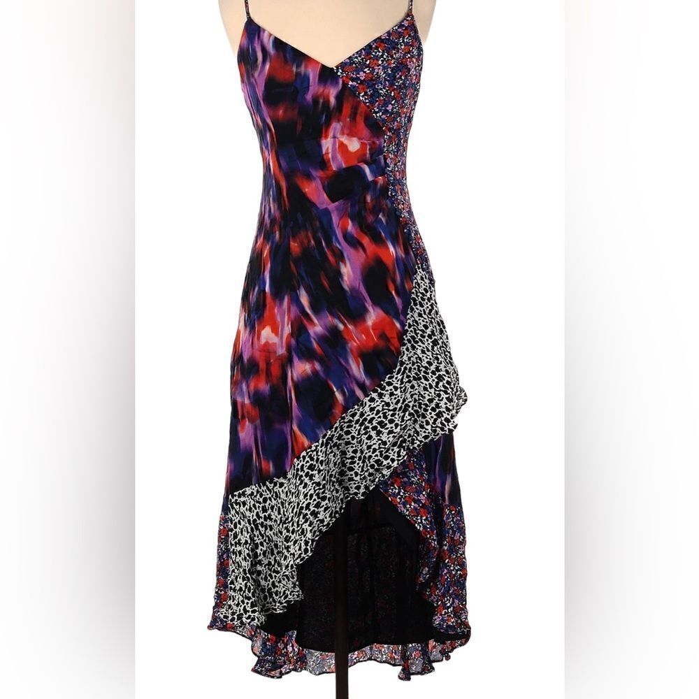 Parker Floral Animal Print Boho Silk Dress Size 6